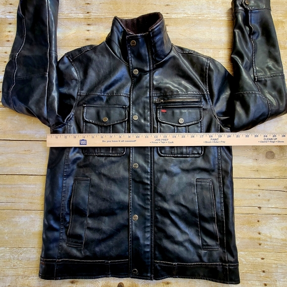 Levi's Brown Leather Bomber Trucker Jacket with Puffer Lining Men's Size Medium - Picture 6 of 8